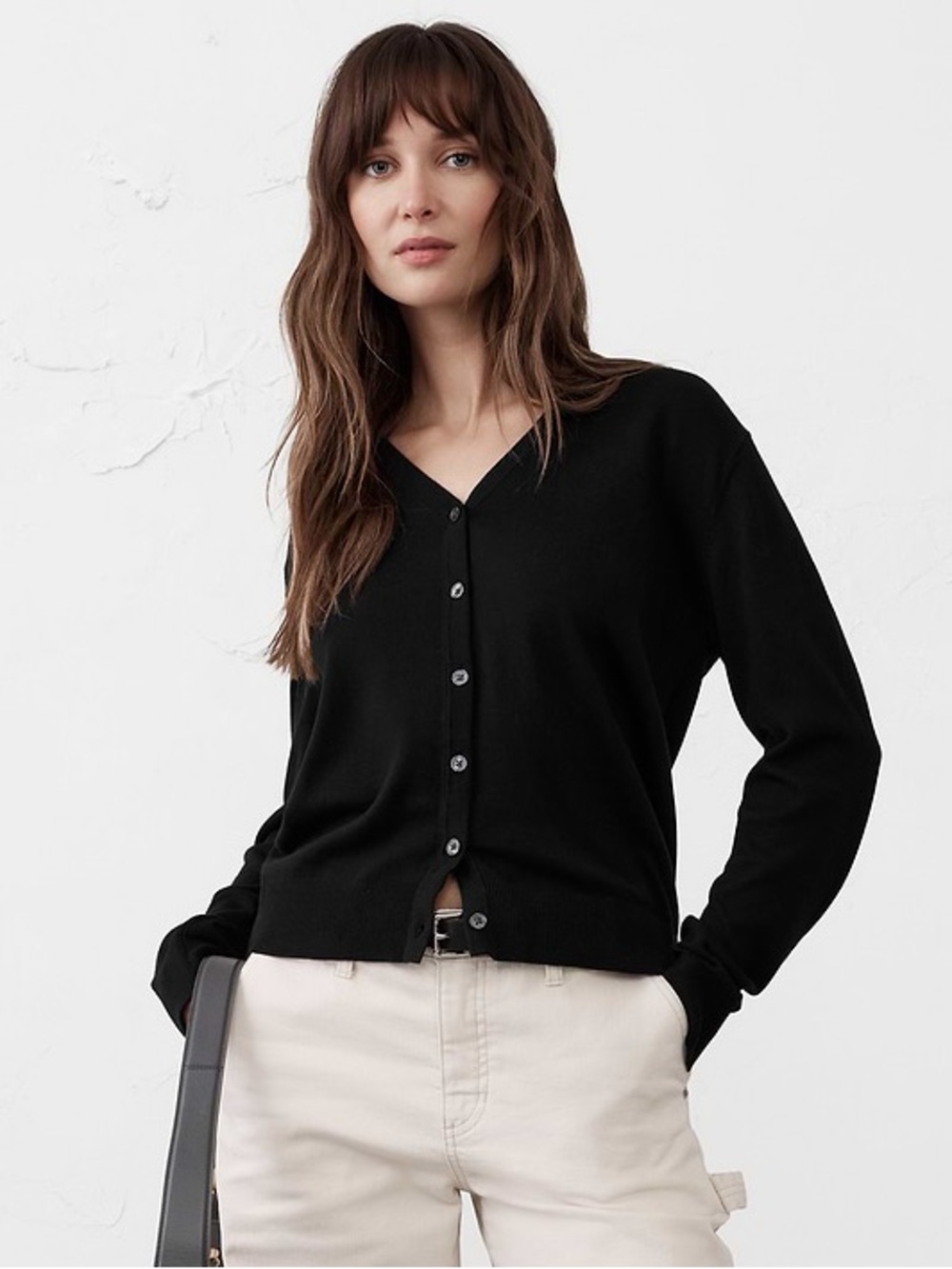 Banana Republic Forever Sweater Black Preppy Office Sweater Cotton Blend Medium